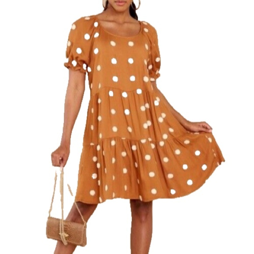 Blu Pepper Brown Polka Dot Midi Dress